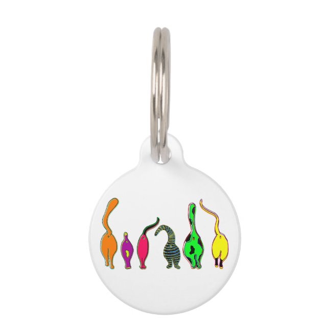 Colourful Cat Butts Pet Tag (Front)