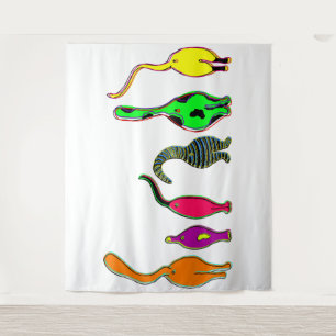 Colourful Cat Butts Tapestry