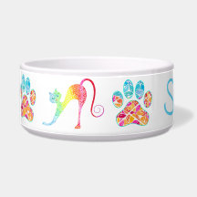 Colourful Cat Ceramic Pet Bowl
