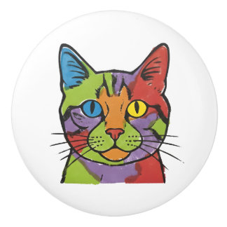 Colourful Cat Ceramic Pull