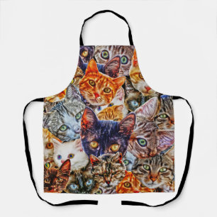 Colourful Cat Collage Apron