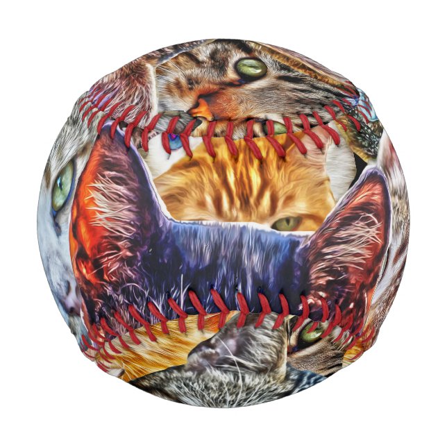Colourful Cat Collage Baseball (Front)
