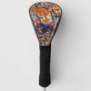 Colourful Cat Collage Golf Head Cover