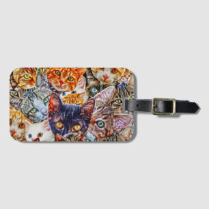 Colourful Cat Collage Luggage Tag