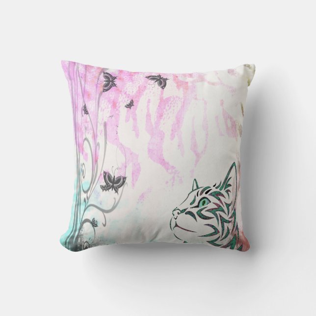 Colourful Cat Cushion (Front)