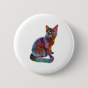 Colourful Cat Cute Fur Nose Kitten Kitty 6 Cm Round Badge