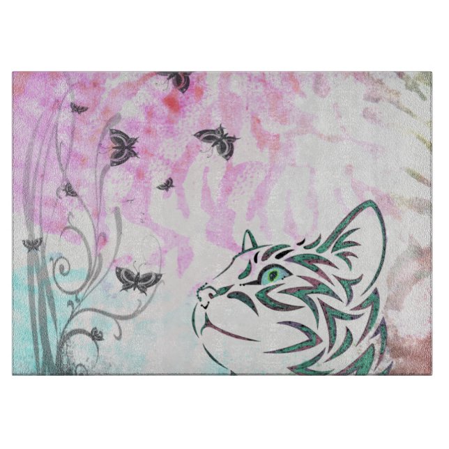 Colourful Cat Cutting Board (Front)