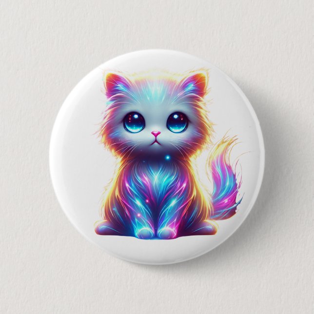 Colourful Cat Delight 6 Cm Round Badge (Front)