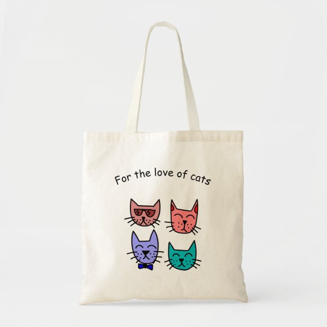 Colourful Cat Faces Tote Bag (Front)