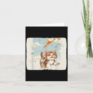 Colourful Cat Flies Kites Style For A Breezy Vibe  Card