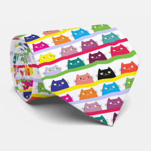 Colourful Cat Funny Pattern Tie