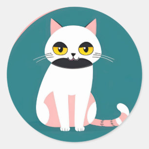 😺 Colourful Cat Gift For Cat Lovers 😺 Classic Round Sticker
