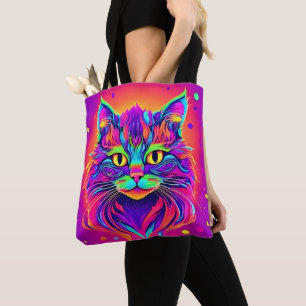 Colourful Cat Head Artwork Tote Bag