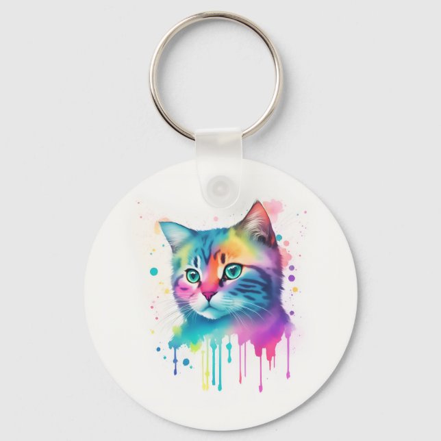 Colourful cat keychain (Front)