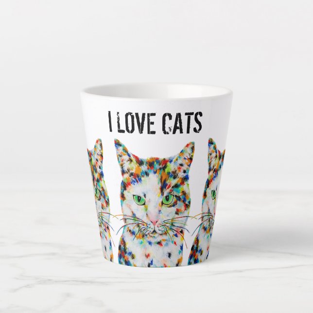 Colourful Cat Latte Mug (Front)