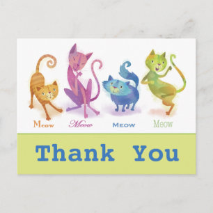 Colourful Cat Lover Meow Thank You Postcard