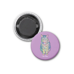 Colourful Cat Mum Personalised Magnet