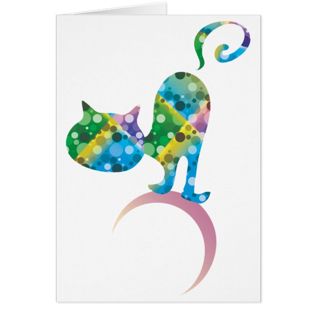 Colourful Cat On Crescent Moon (Front)