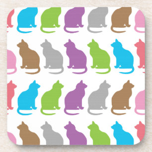 Colourful cat pattern coaster