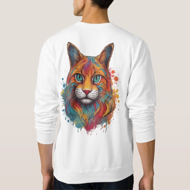 colourful cat pattern Shirt. Sweatshirt (Back)