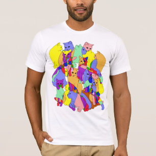 Colourful Cat Pattern T-Shirt