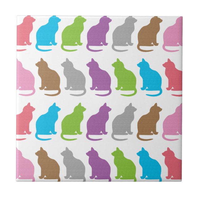 Colourful cat pattern tile (Front)