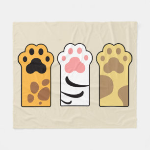 Colourful cat paws fleece blanket