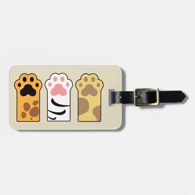 Colourful cat paws luggage tag (Front Horizontal)