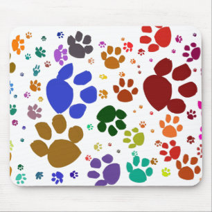 colourful cat paws mouse pad