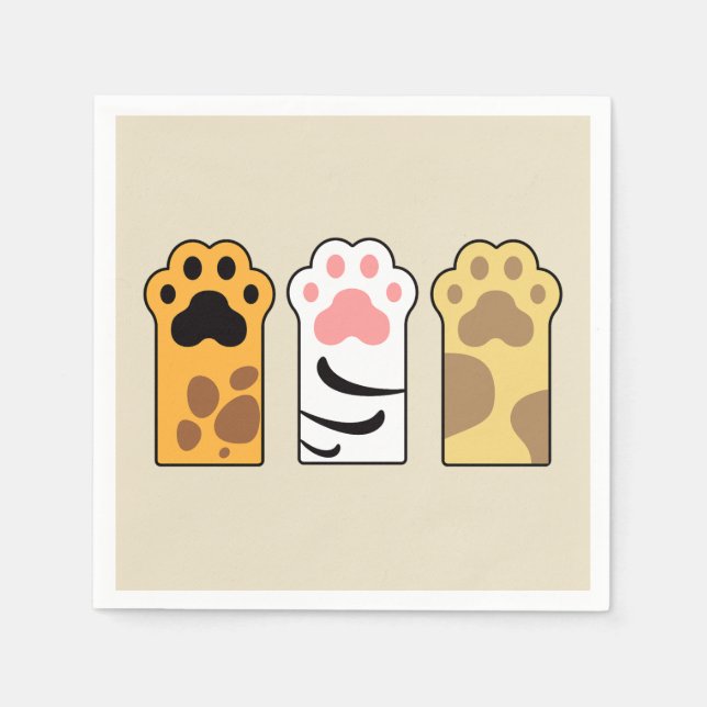 Colourful cat paws napkin (Front)