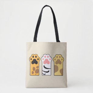 Colourful cat paws tote bag