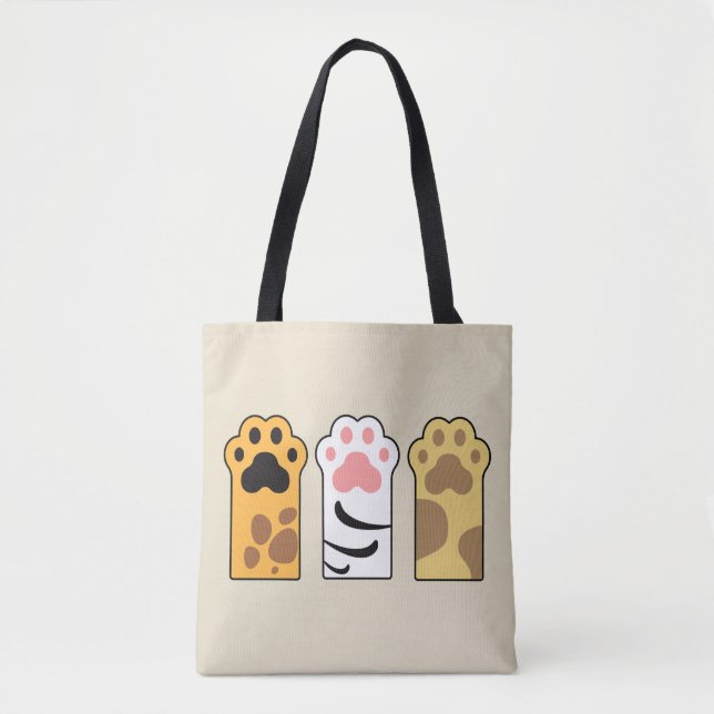 Colourful cat paws tote bag (Front)