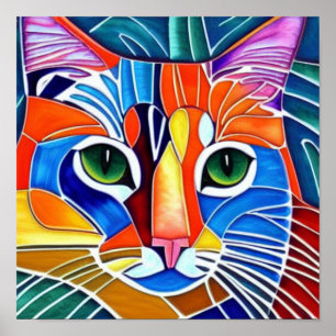 Colourful cat poster