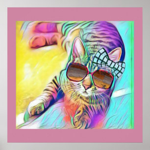 Colourful Cat Poster