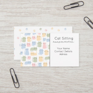 Colourful Cat Sitting Business Card