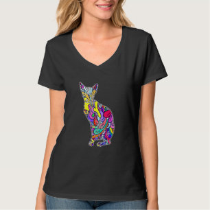 Colourful Cat Sphynx Art Pet Owner Hairless Kitten T-Shirt