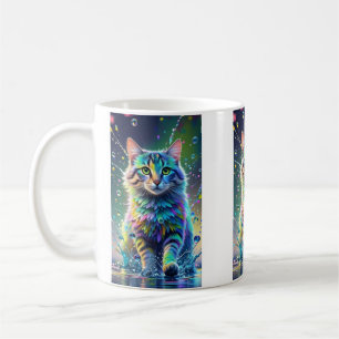 Colourful cat, splash, painting, colouring grading coffee mug