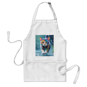 Colourful cat, splash, painting, colouring grading standard apron