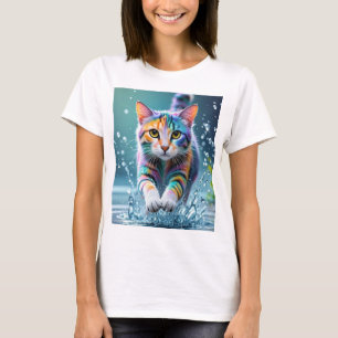 Colourful cat, splash, painting, colouring grading T-Shirt