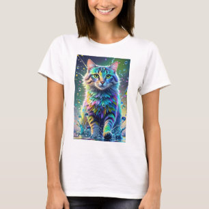 Colourful cat, splash, painting, colouring grading T-Shirt