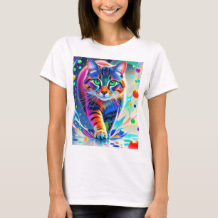 Colourful cat, splash, painting, colouring grading T-Shirt