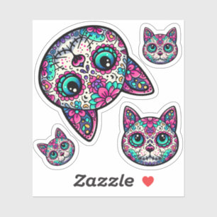 Colourful Cat Sugar Skull