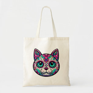 Colourful Cat Sugar Skull Tote Bag