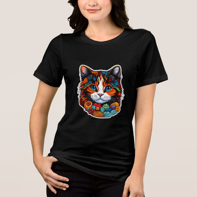  Colourful Cat & Sweet Treats – Vibrant Art Design Tri-Blend Shirt (Front)