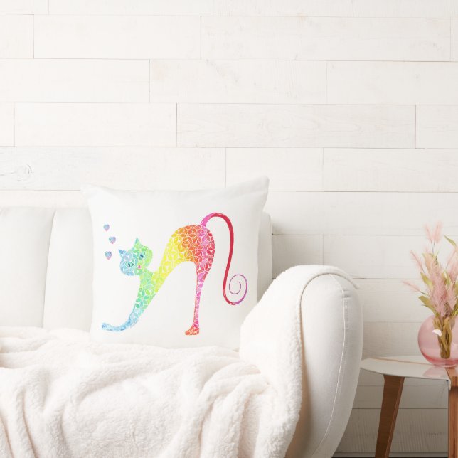 Colourful Cat Throw Pillow (Couch)