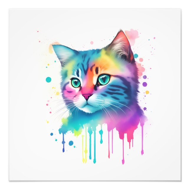Colourful cat wall art (Front)