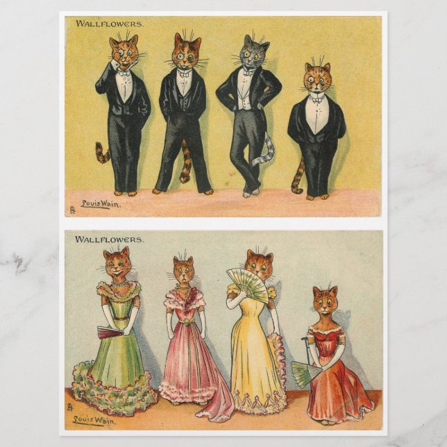 Colourful Cat Wallflowers by Louis Wain (Front)