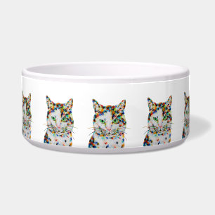 Colourful Cat White Art Bowl
