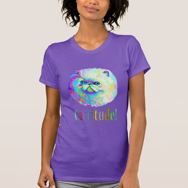 Colourful Cat with Catitude T-Shirt (Front)