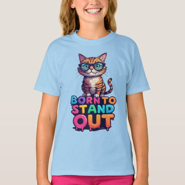 Colourful Cat With Sunglasses T-Shirt (Front)